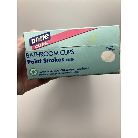 Vintage Dixie Cups Paint Strokes Box 3oz Cups 1995 Open Box 87 Cups Paint Stroke - Picture 12 of 12